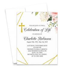 Posh Celebration Of Life Invitations With Watercolor Flowers