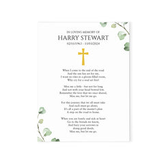 Personalized Prayer Cards For Funeral With Greenery