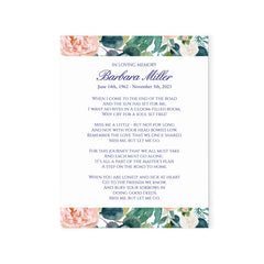 Custom Made Memorial Prayer Card With Floral Border