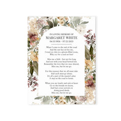 Contemporary Funeral Prayer Cards With Floral Arch