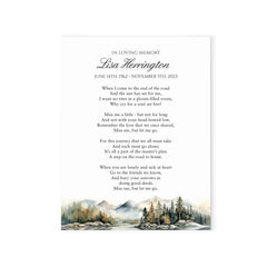 Mountain Landscape Funeral Prayer Cards Watercolor
