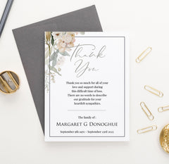 Elegant Wildflower Greenery Funeral Thank You Cards Personalized