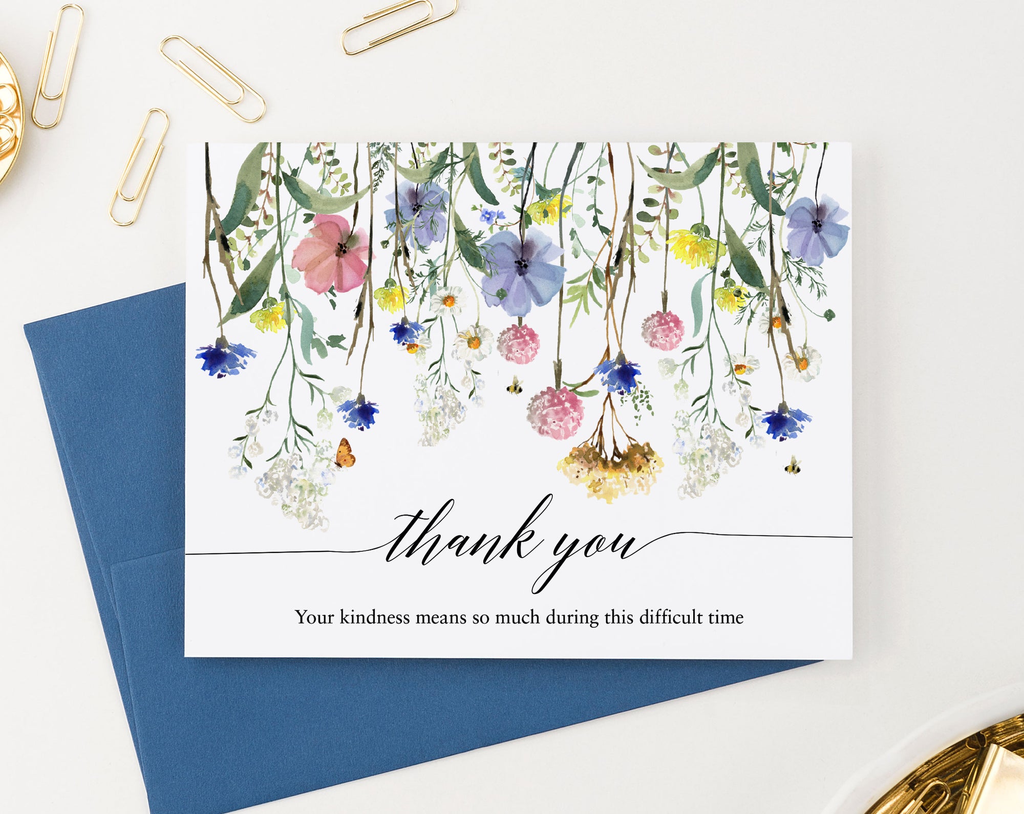Colorful Wildflower Folded Thank You Notes Funeral
