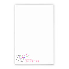 Envelope and Hearts Personalized Notepad for Girls