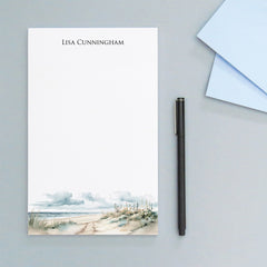 Watercolor Beach Personalized Note Pads With Name