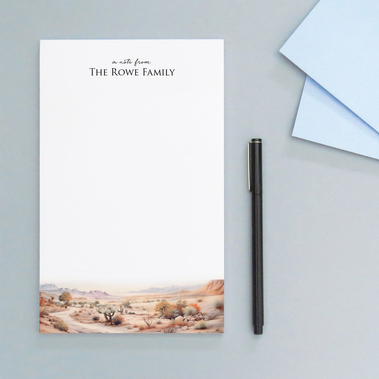 Watercolor Desert Landscape Personalized Notepads For Family