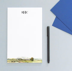 Farmhouse Landscape Initialed Notepad Stationery Personalized