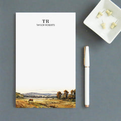 Rustic Horse Pasture Landscape 2 Initial Personalized Notepad