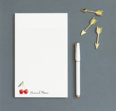 Fun Watercolor Personalized Cherry Notepads With Name