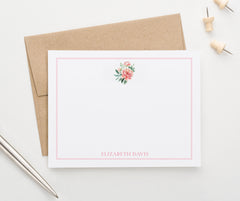 Elegant Personalized Peony Note Cards With Envelopes