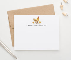 Vintage Personalized Chicken Stationery Set For Adults