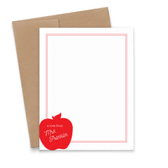 Personalized Teacher Thank You Note Cards With Apple