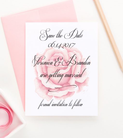 Personalized Timeless Wedding Save The Dates With Rose