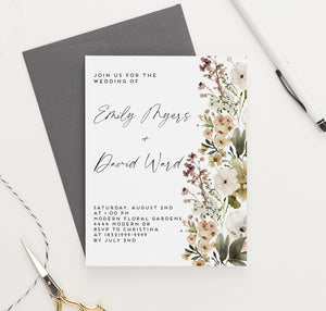 Minimalist Wedding Invitations with Stylish Florals B