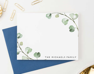 FS016 watercolor greenery branches family thank you notes personalized couples eucalyptus 2