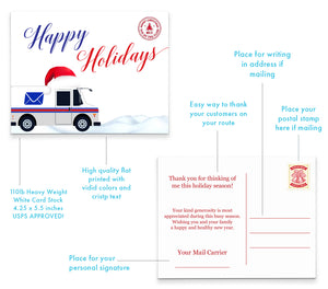Holiday Postal Thank You Cards with Postal Truck