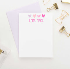 KS008 personalized hearts kid stationary note cards set heart cute simple 1