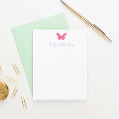 KS067 Watercolor Butterfly stationery note cards for girls kids insect cute simple stationary personalized