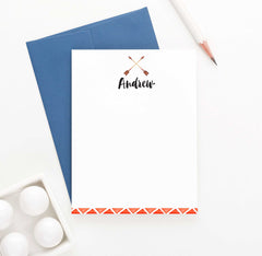 KS081 personlized bohemian arrow flat note cards for boys kids girls arrows boho aztec stationery