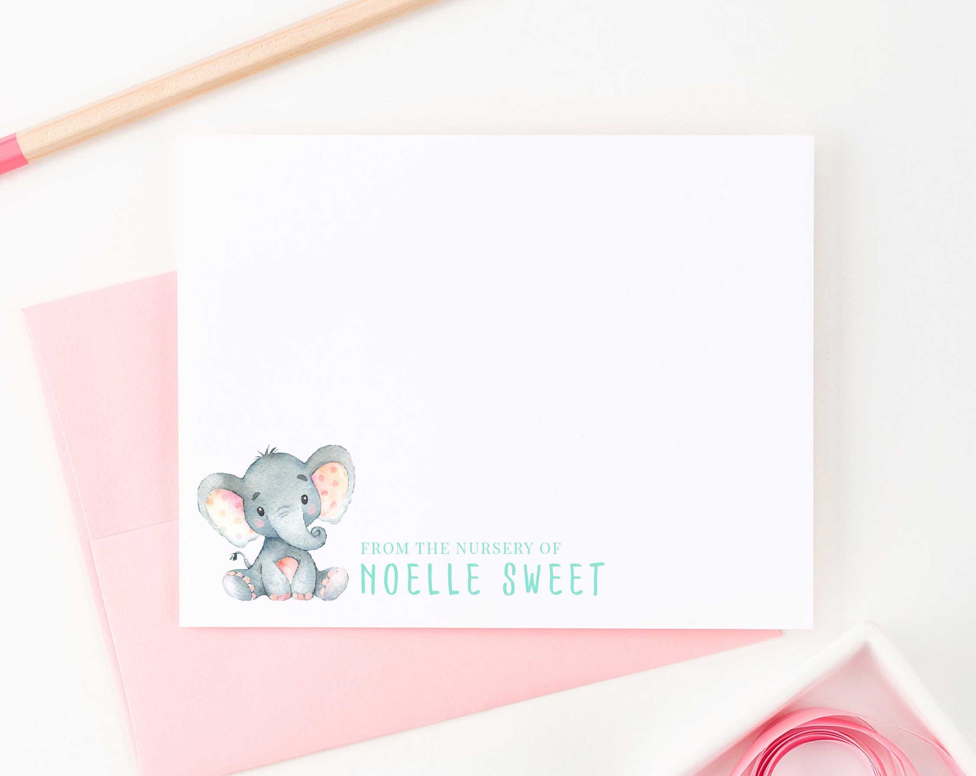 KS100 from the nursery of elephant personal stationery sets for girls and boys elephants kids baby