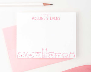 KS115B personalized a note from cats stationery set for girls and boys cat bottom line animal cute 2