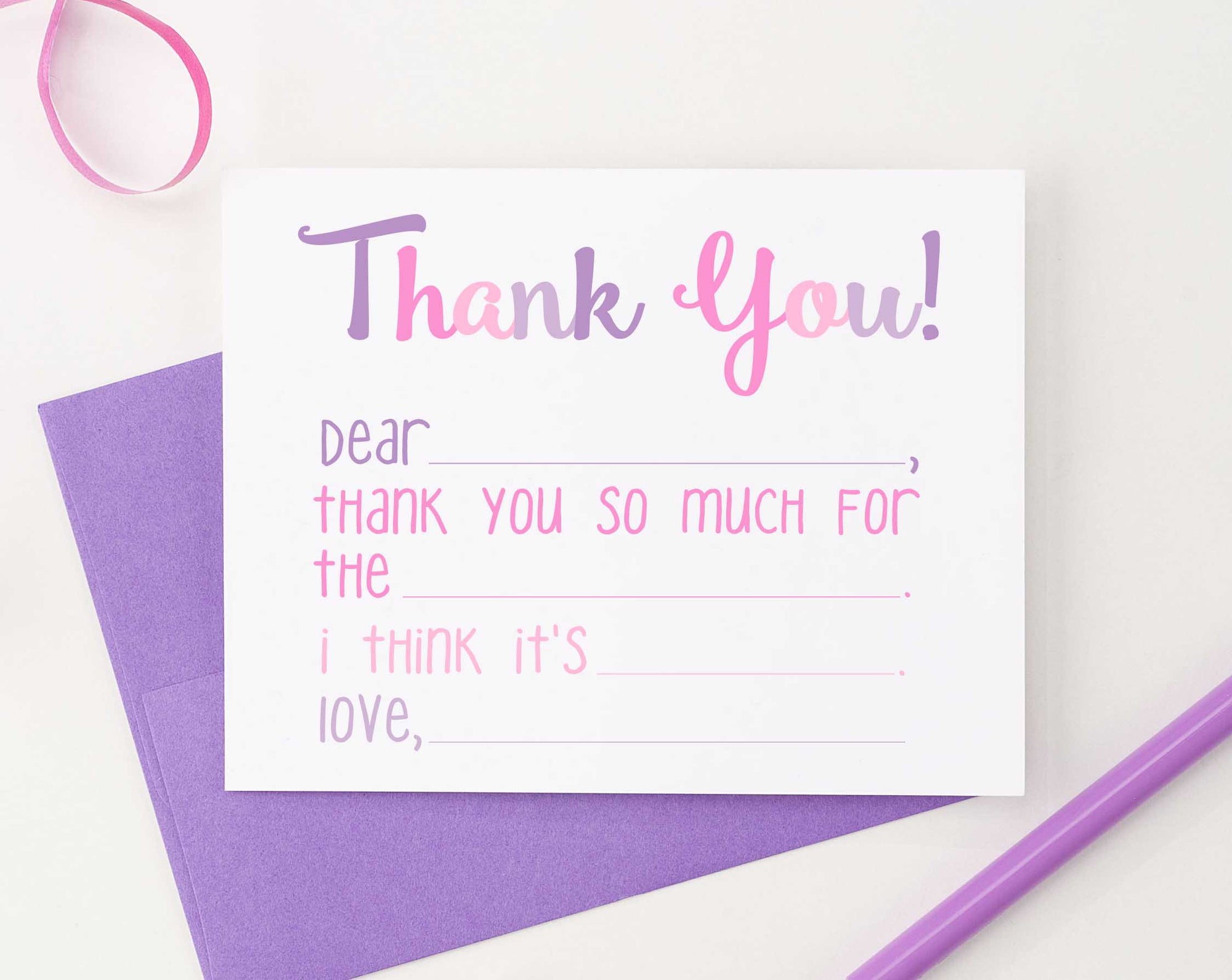 KS120 cute fill in thank you stationery cards for girls and boys cute 2