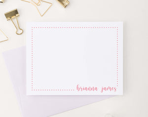 KS174 simple corner script with polka dot border personal stationery for girls modern 2nd photo