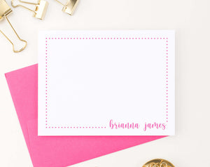 KS174 simple corner script with polka dot border personal stationery for girls modern