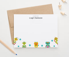 KS213 Personalized Stationery with Robots robot colorful cute note cards