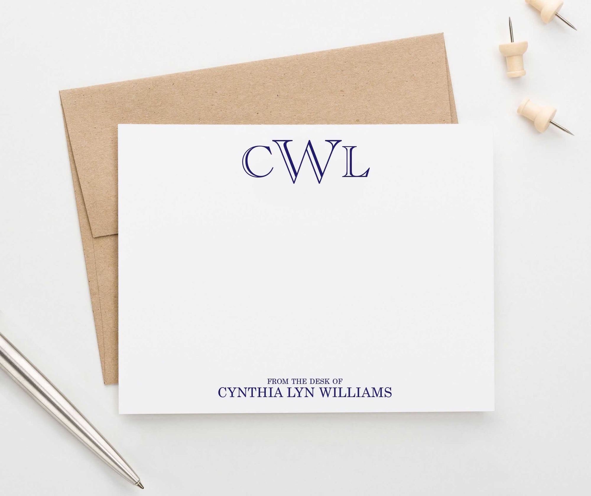 ML005 from the desk of name and monogram stationary set personalized professional classic 3 letter
