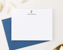 MS003 personalized name and 1 inital monogram stationery set monogrammed women men simple