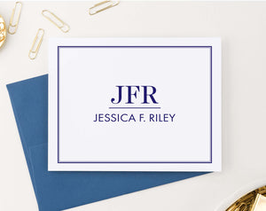 MS060 personalized folded 3 letter monogrammed stationery with border classic professional business 2nd photo