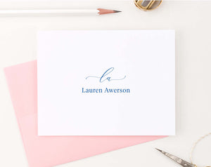 MS061 elegant folded 2 initial and name monogrammed stationary personalized script block font 2nd photo