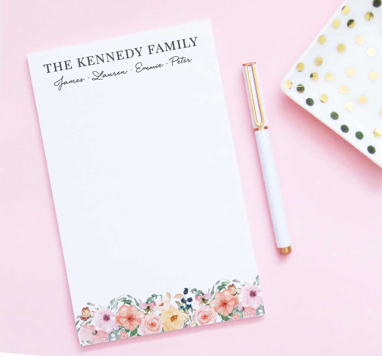 NP088 personalized elegant floral family note pad set florals writing paper 1