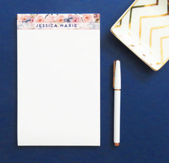 NP109 top floral note pad personalized for women florals banner stationery