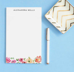 NP169 pink floral personalized stationary notepads florals flowers