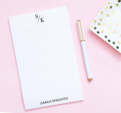 NP223 2 letter monogram business notepad personalized set men women classic