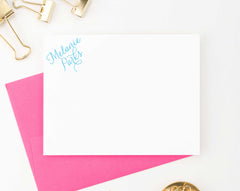 PS006 personalized corner script personal stationery for women men classic simple flat note card