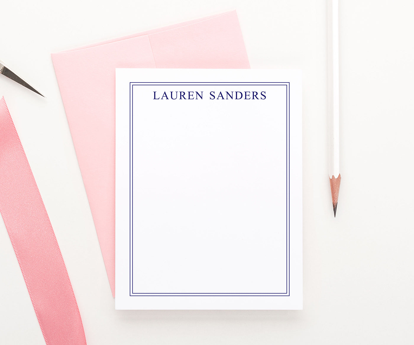 PS025 modern customized stationery cards with double line border vertical notecard simple