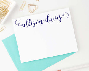 PS039 classic script personalized flat note cards for women adult 1