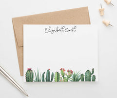 PS090 cactus personalized stationery set for women succulent greenery 1