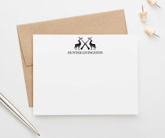 PS101 deer silhouette personalized stationery with guns men deers gun 1
