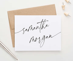 PS160 personalized folded simple script thankyou cards messy classic