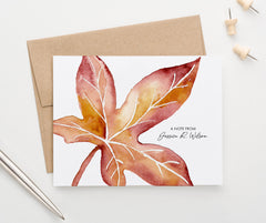 PS162 A note from personalized fall maple leaf stationary folded leaves autumn women
