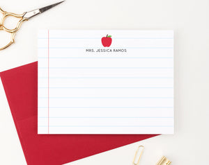 PS19 Personalized Apple Stationery with Lines stationary notecards teachers lined b