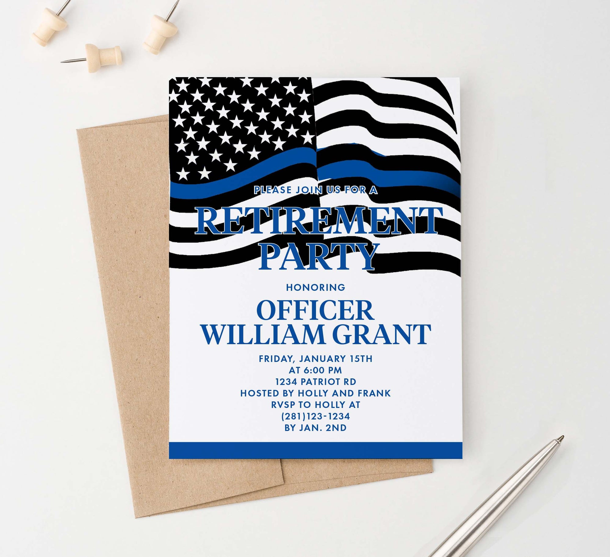 Personalized Police Retirement Party Invitations