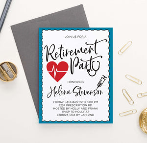 RPI024 personalized retirement party invitation for nurses and doctors medical 1