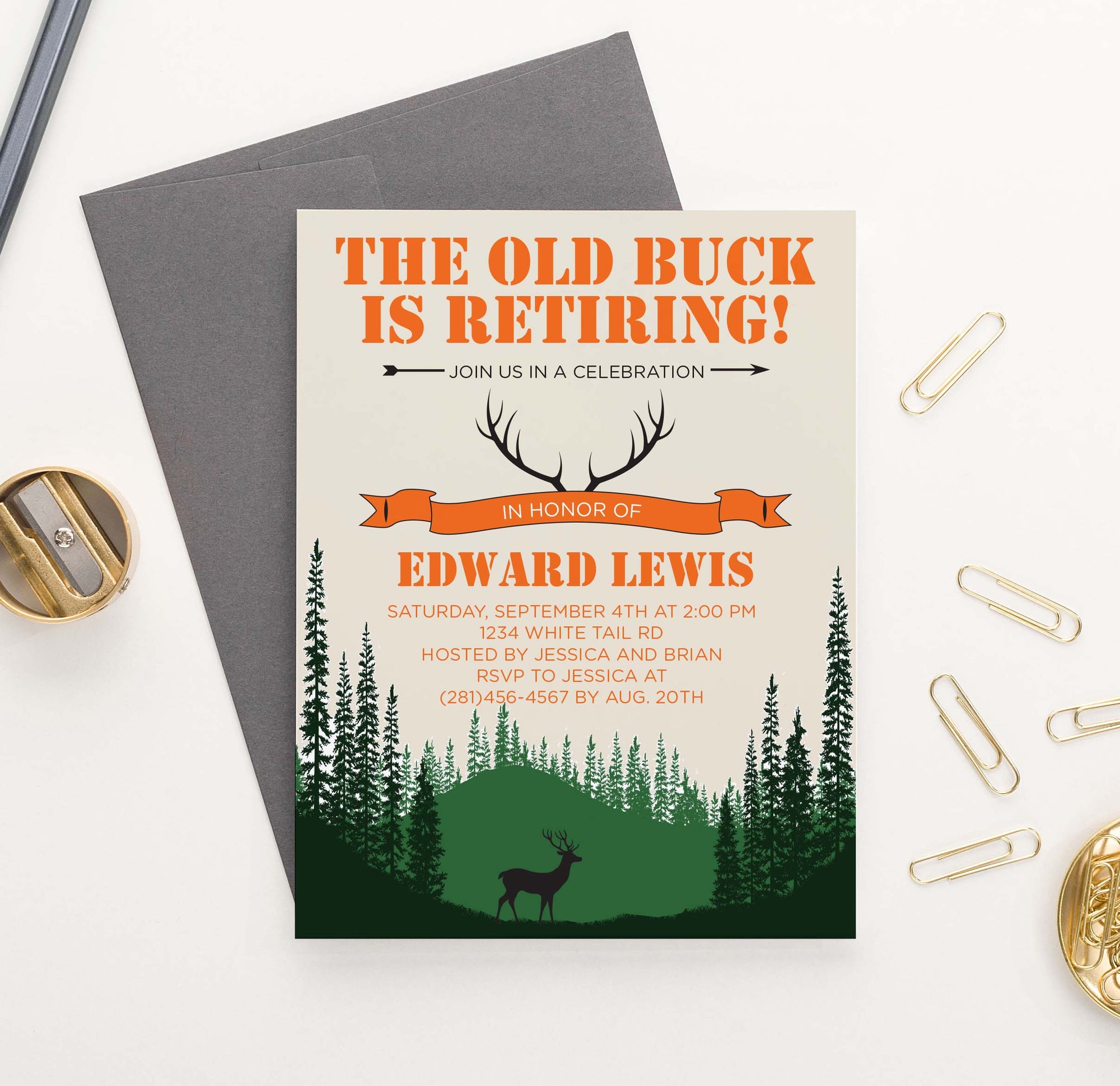 Deer Retirement Party Invitation Personalized