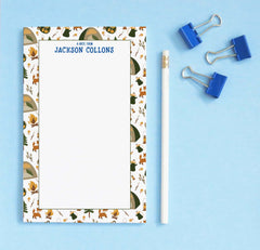 np245 personalized camp notepad for boys tent tree fox