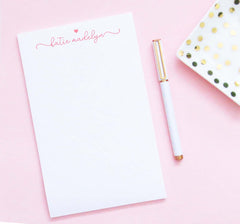 np259 cute heart and script font notepad for girls personalized elegant chic